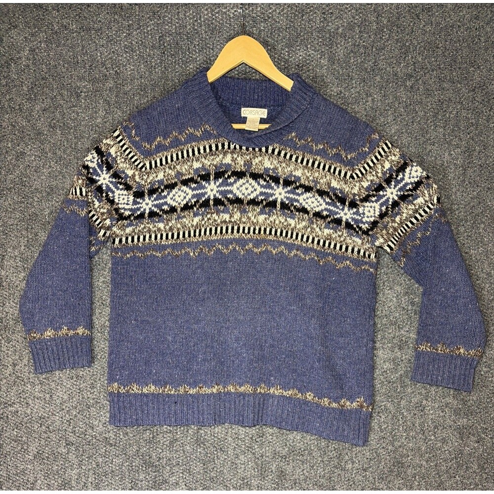 VTG Wool Blend Corsage Sweater Women's Large Cottage Core Granny Core 90s